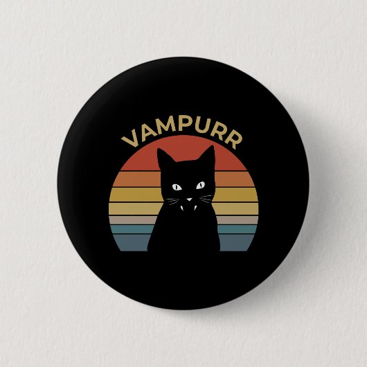 Vampurr Funny Vampire Retro Sunset Halloween Button (Vorderseite)