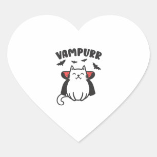 Vampurr Niedlich Adorable Cat Lovers Vampire Hallo Herz-Aufkleber