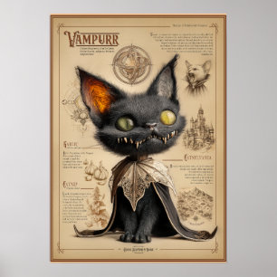 Vampurr: Vampirkatze-Bestiarium-Illustration Poster