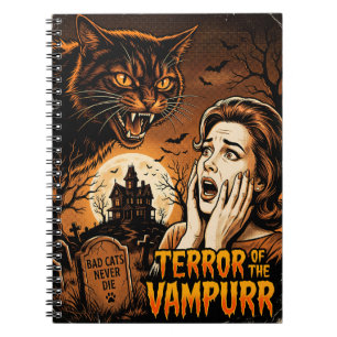 Vampurr Vintage Vampir Katzenliebhaber Lustiger Ha Notizblock