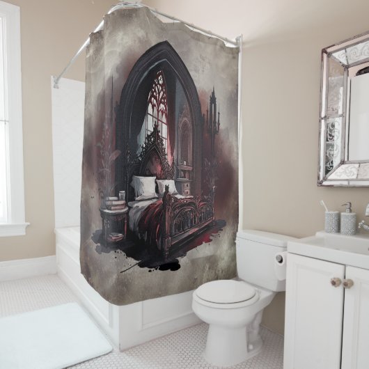 Vampy Boudoir | Gothic Red Viktorianisch Bedroom S Duschvorhang (Beispiel)