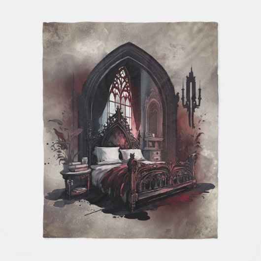 Vampy Boudoir | Gothic Red Viktorianisch Bedroom S Fleecedecke (Vorderseite)