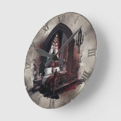 Vampy Boudoir | Gothic Red Viktorianisch Bedroom S Runde Wanduhr (Winkel)