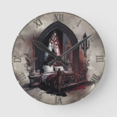 Vampy Boudoir | Gothic Red Viktorianisch Bedroom S Runde Wanduhr (Vorderseite)