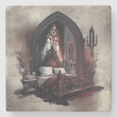 Vampy Boudoir | Gothic Red Viktorianisch Bedroom S Steinuntersetzer (Vorderseite)