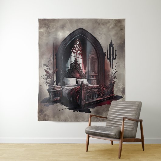Vampy Boudoir | Gothic Red Viktorianisch Bedroom S Wandteppich (Beispiel)