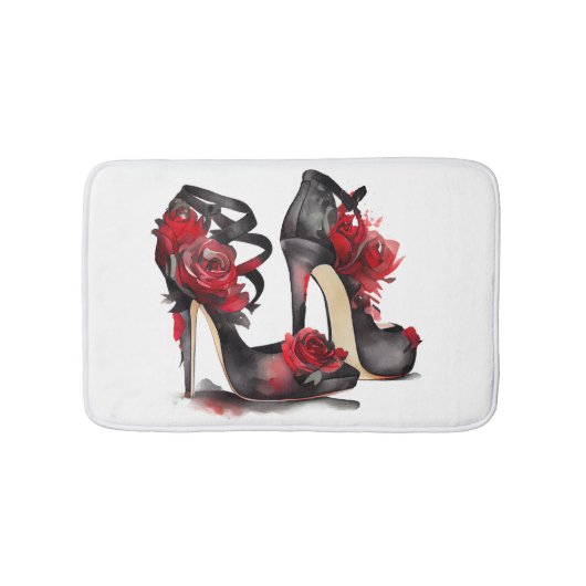 Vampy Fashion | Stilettos mit Rose Badematte (Vorderseite)