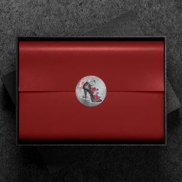 Vampy Spiked Stiletto | Rote Rose High Heel Grunge Runder Aufkleber