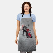 Vampy Spiked Stiletto | Rote Rose High Heel Grunge Schürze (Getragen)