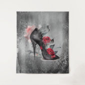 Vampy Spiked Stiletto | Rote Rose High Heel Grunge Wandteppich (Vorderseite)