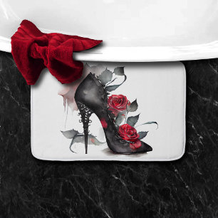 Vampy Spiked Stiletto   Rote Rose Mode High Heel Badematte