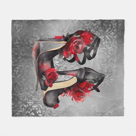 Vampy Strappy Stilettos | Heelse der Rote Rose auf Fleecedecke (Vorderseite (Horizontal))