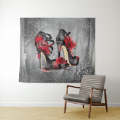 Vampy Strappy Stilettos | Heelse der Rote Rose auf Wandteppich (Beispiel (Horizontal))