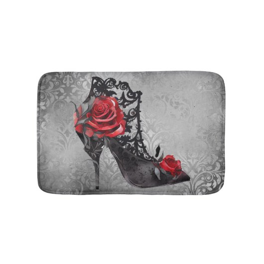 Vampy Vogue Grunge | Stiletto Lace Bootie Rose Badematte (Vorderseite)