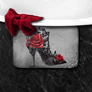 Vampy Vogue Grunge   Stiletto Lace Bootie Rose Badematte