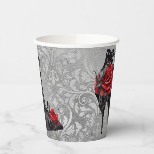 Vampy Vogue Grunge | Stiletto Lace Bootie Rose Pappbecher (Links)