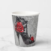 Vampy Vogue Grunge | Stiletto Lace Bootie Rose Pappbecher (Vorderseite)