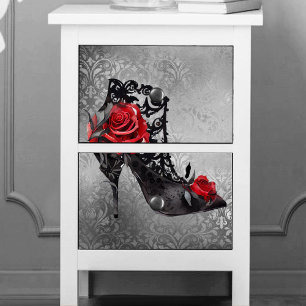 Vampy Vogue Grunge   Stiletto Lace Bootie Rose Seidenpapier