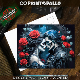 Vampyr und Totenkopf lieben sich für immer Postkarte