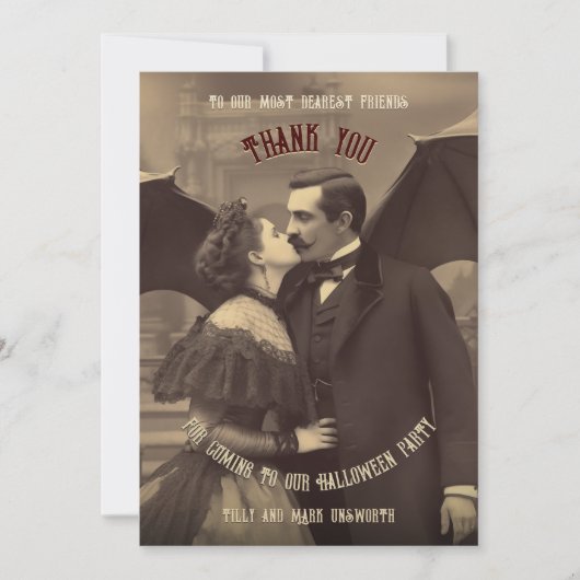 Vampyre Kiss Vintag Dracula Halloween Dankeskarte (Vorderseite)