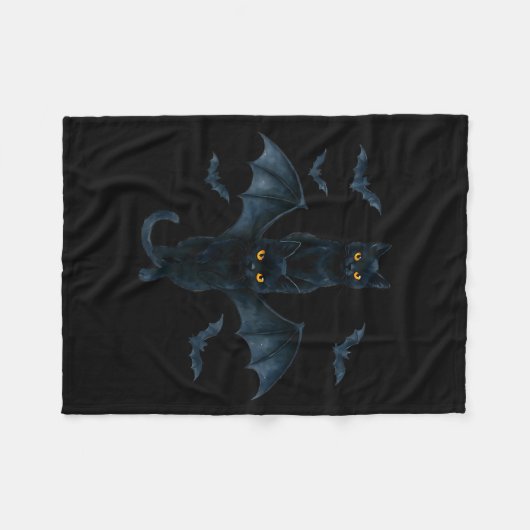 Vamre Cat With Bat Wings _ Cute Soky Halloween Des Fleecedecke (Vorderseite (Horizontal))