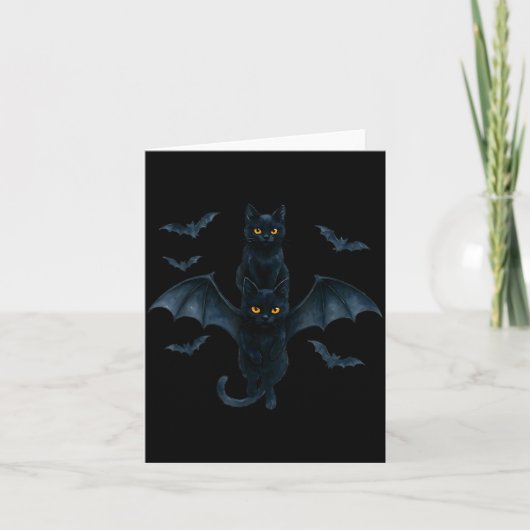 Vamre Cat With Bat Wings _ Cute Soky Halloween Des Karte (Vorderseite)