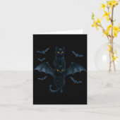 Vamre Cat With Bat Wings _ Cute Soky Halloween Des Karte (Gelbe Blume)