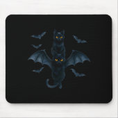 Vamre Cat With Bat Wings _ Cute Soky Halloween Des Mousepad (Vorne)