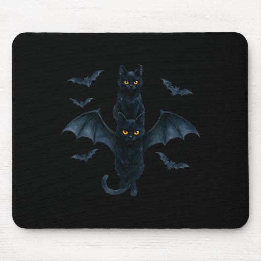 Vamre Cat With Bat Wings _ Cute Soky Halloween Des Mousepad (Vorne)