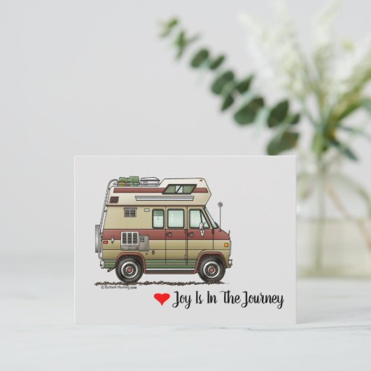 Van Camper Trailer Postkarte (Stehend Vorderseite)