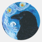 Van Crow Starry Night Runder Aufkleber (Vorderseite)