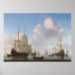 Van de Velde Ships in einem Calm CC0360 XL Poster