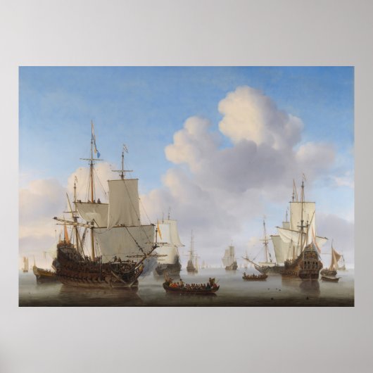 Van de Velde Ships in einem Calm CC0360 XL Poster (Vorne)