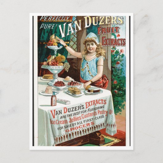 Van Duzer's Fruit Extrakte Vintage Werbekunst Postkarte (Vorderseite)