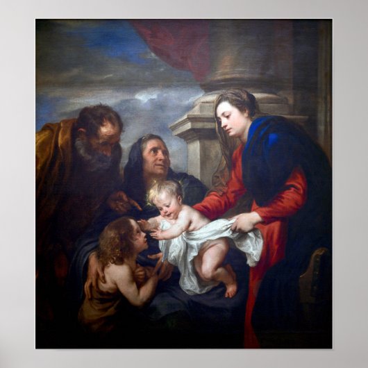Van Dyck - Heilige Familie mit Saint Elisabeth Poster (Vorne)