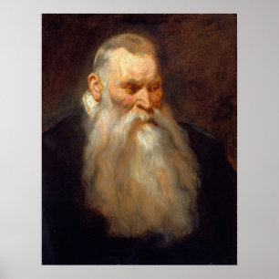 Van Dyck - Kopfstudie eines alten Mannes mit weiße Poster