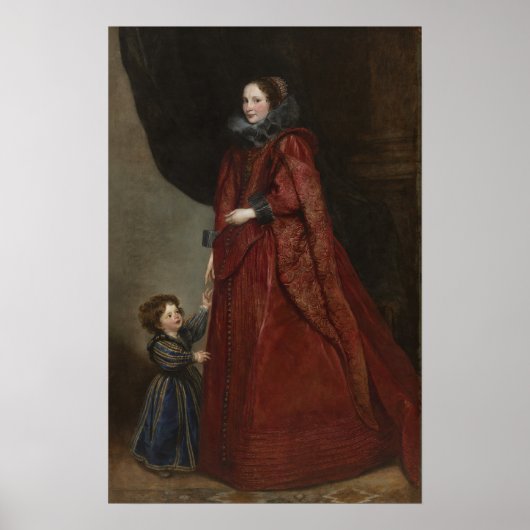 Van Dyck - Portrait einer Frau und eines Kindes Poster (Vorne)
