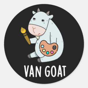 Van Goat Funny Artist Pun Dark BG Runder Aufkleber