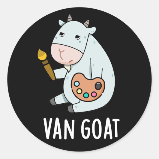 Van Goat Funny Artist Pun Dark BG Runder Aufkleber (Vorderseite)