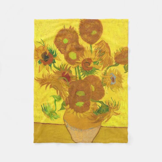 Van Gogh 15 Sonnenblumen in einer Vase der Kunst Fleecedecke (Vorderseite)