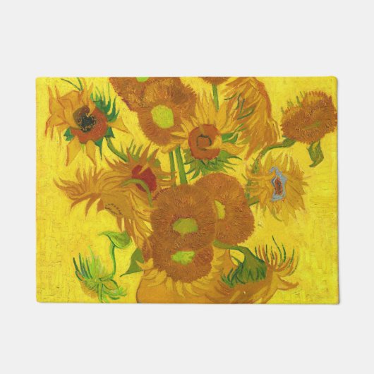 Van Gogh 15 Sonnenblumen in einer Vase der Kunst Fußmatte (Vorderseite)