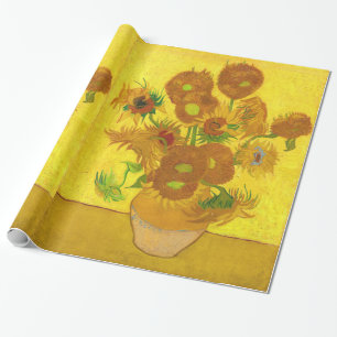 Van Gogh 15 Sonnenblumen in einer Vase der Kunst Geschenkpapier