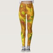 Van Gogh 15 Sonnenblumen in einer Vase der Kunst Leggings (Vorderseite)