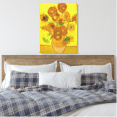 Van Gogh 15 Sonnenblumen in einer Vase der Kunst Leinwanddruck (Insitu (Schlafzimmer))