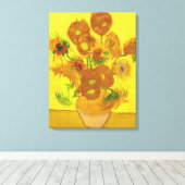 Van Gogh 15 Sonnenblumen in einer Vase der Kunst Leinwanddruck (Insitu (Holzboden))