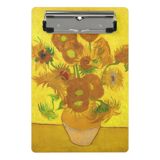 Van Gogh 15 Sonnenblumen in einer Vase der Kunst Mini Klemmbrett (Vorderseite)