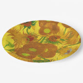 Van Gogh 15 Sonnenblumen in einer Vase der Kunst Pappteller (Schrägansicht)