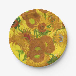 Van Gogh 15 Sonnenblumen in einer Vase der Kunst Pappteller