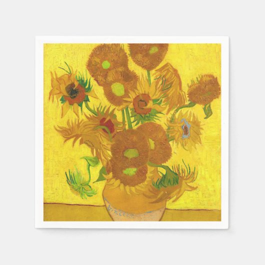 Van Gogh 15 Sonnenblumen in einer Vase der Kunst Serviette (Vorderseite)