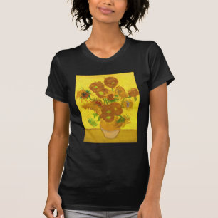 Van Gogh 15 Sonnenblumen in einer Vase der Kunst T-Shirt
